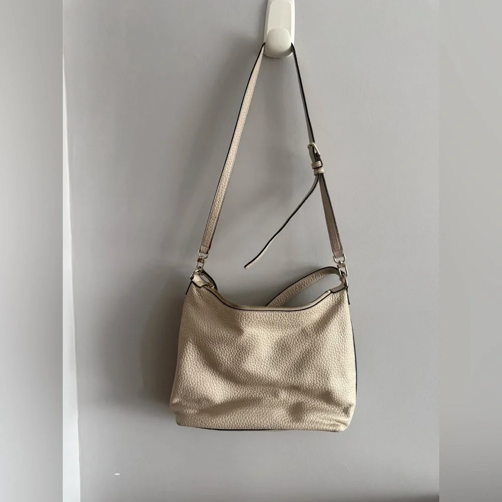 Kate Spade New York Pebbled Leather Hobo Bag – Beige
